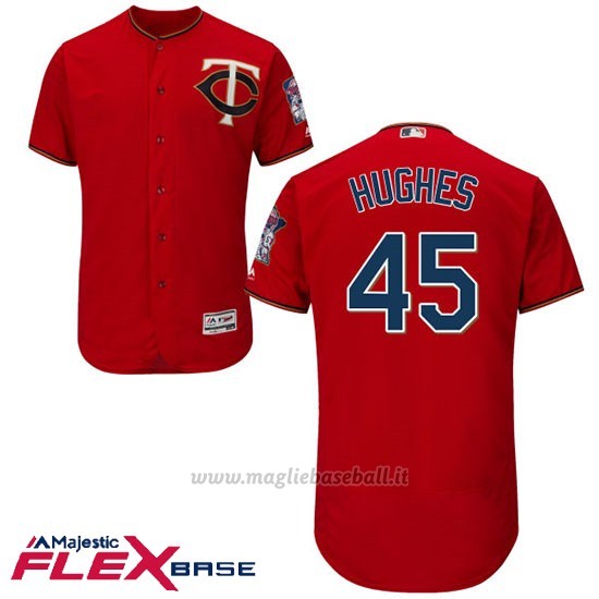 Maglia Baseball Uomo Minnesota Twins Phil Hughes Scarlet Autentico Collezione Flex Base Custom